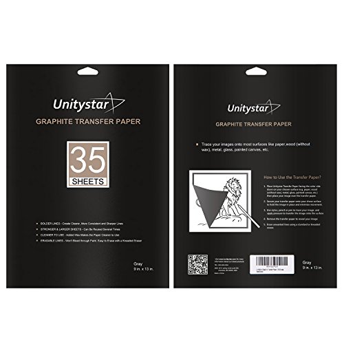 Graphite Transfer Paper, UnityStar 35 Sheets Carbon Tracing Paper for Wood Paper Canvas Metal Art surfaces, Black (9 x 13 inch) - Thumbnail 5