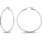 Hoops & Loops 925 Sterling Silver 1.5mm High Polished Round Small Click-Top Hoop Earrings, 15mm-50mm for Women Men Teen Girls | Silver, Yellow Gold & Rose Gold
