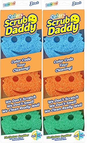 Scrub Daddy - Original Temperature Controlled Colored Scrubber -
Scratch-Free and Odor Resistant - 6 Count
