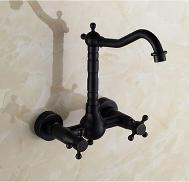 WRYZDQ Negro Oscuro Frotado Bronce Aceite Alto Montaje En Pared Cocina