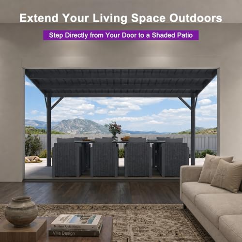 PURPLE LEAF 10'x13.5' Wall-Mounted Gazebo Review: Iron Roof Patio Cover image 21