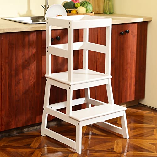 Kitchen Step Stool for Kids with Safety Rail,Toddler Standing Tower for