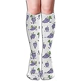 Unisex Knee High Long Socks Grape Pattern Over Calf