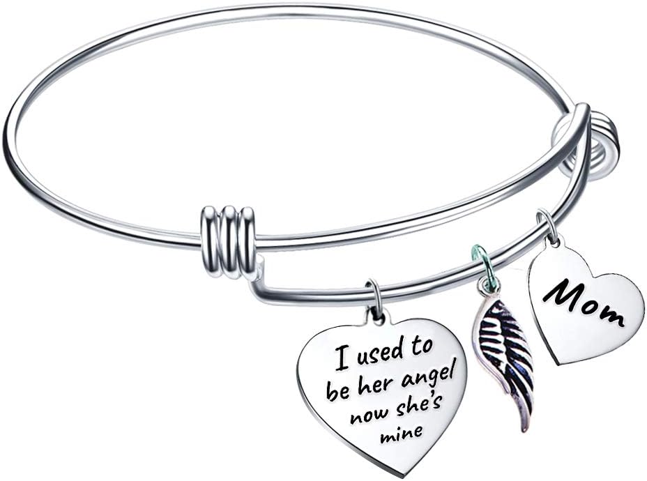 Mom Memorial Bangle I Used to be Her Angel Mother Loss Sympathy Gift