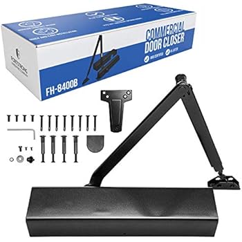 Commercial Door Closer FS-8400 - Heavy Duty Adjustable Grade 1 Standard Automatic Door Closing Hinge - ADA Compliant UL & CUL UL10C Listed - Dark Bronze Finish - High Traffic - Fitting Instructions