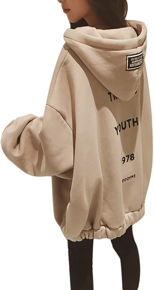 Amazon.com: Oversized Womens Baggy Zipper Tunic Hoodie Top Fleece Hooded Sweatshirts Slouchy 