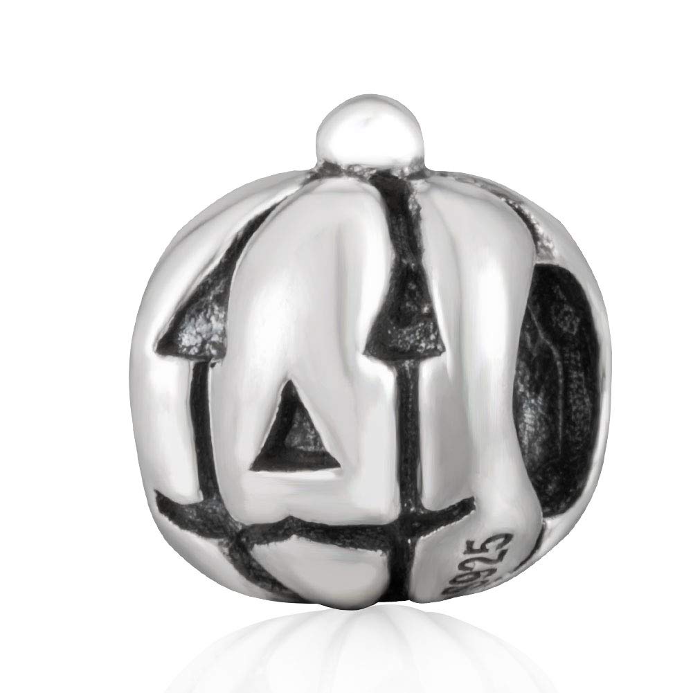 925 Sterling Silver Pumpkin Charm Halloween Charm Jack-to-Lantern Charm Christmas Charm for Pandora Charm Bracelet