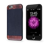 iATO Vesco Slim Leather and Wooden Overlay on Polycarbonate Case for Apple iPhone 6/6S Plus