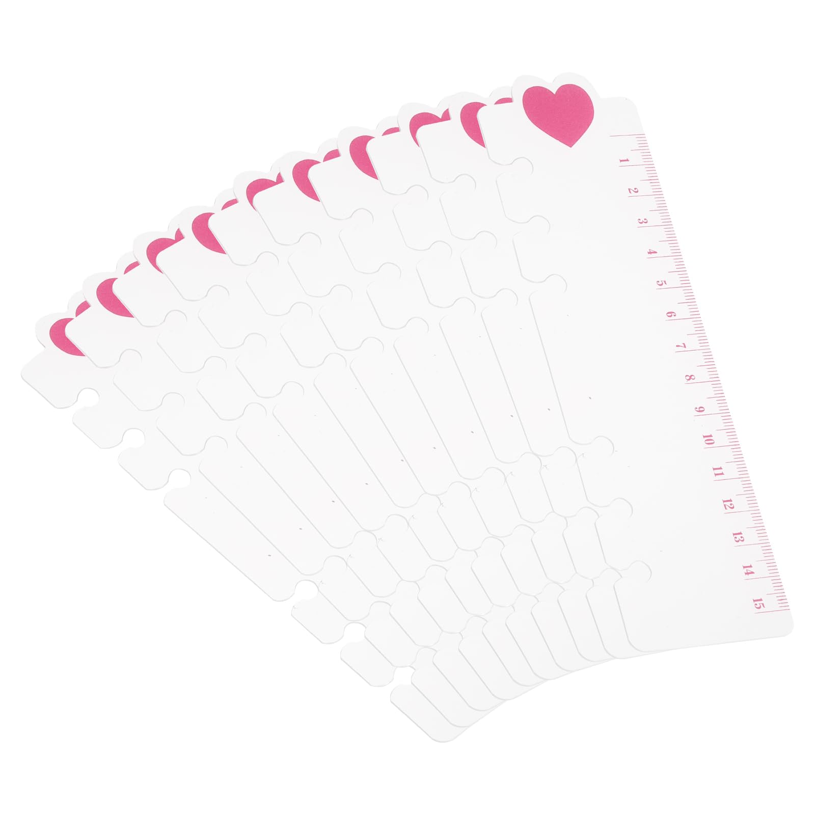 PATIKIL 7.1"x2" Bookmark Ruler, 10 Pack Snap-in Ruler Page Marker Book Mark Measuring Tools for 6-Hole Binder Notebook, Pink Heart Shape — image 1