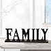 YK Decor Wooden FAMILY Words Decorative Sign Free Standing Table Top Decoration, Cutout Wood Letter Art Home Decor Black
