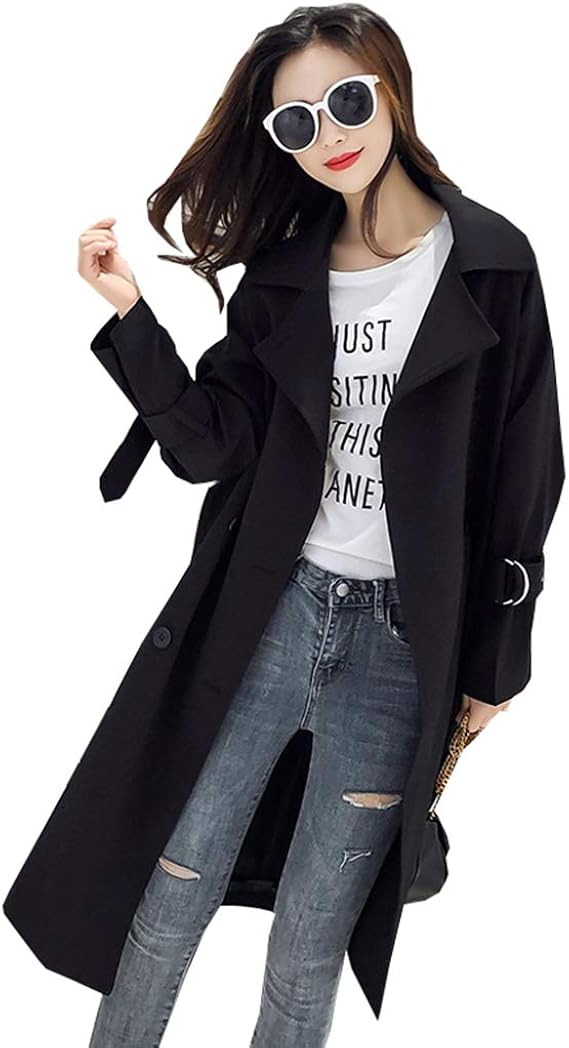 Amazon トレンチコート レディース 春秋 長袖 ダブルブレスト 防風 防寒 スプリングコート カジュアル フォーマル ロング丈 着痩せ きれいめ 通学 通勤 Ol ベルト付き 無地 アウター 3色展開 S Xl コート ジャケット 通販