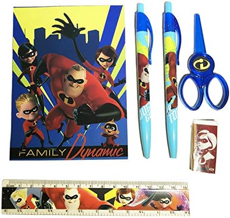 6pc Disney Incredibles 2 Stationary Set Party Favor School Supplies Gift Blue