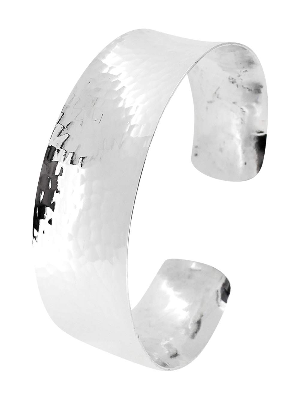 TreasureBay Women’s 925 Sterling Silver Hammered Cuff Bangle Bracelet, 25mm Wide Statement Jewellery Gift