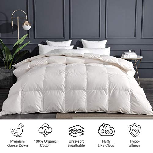 APSMILE Heavyweight Goose Down Comforter King Size 100 Organic Cotton