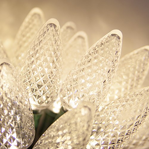 C9 Warm White Christmas Lights Set of 25, 17 Ft, LED White Christmas Lights Indoor-Outdoor Christmas Lights C9 Christmas Lights White LED Christmas Lights