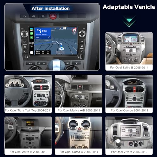 4+128GB Android Car Radio for Opel Corsa Astra Zafira Vivaro CarPlay Android Auto Wireless Touch Screen IPS GPS WiFi USB Bluetooth Plug & Play Radio + Rear View Camera