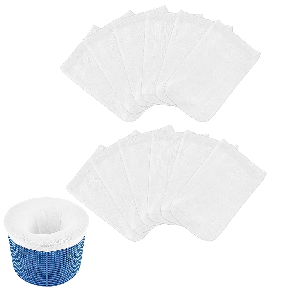 OFFCUP Pool Skimmer Socks, 20pcs Pool Filter Saver Socks, Skimmer Socks Nylon Fabric Filters Pool Basket Socks Pool Skimmer Filter for Above-Ground Pools with Frame Pool or Fast Set (White)