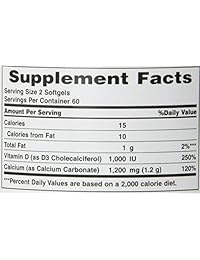 Nature's Bounty Calcium 1200 Mg. Plus Vitamina D3, 240 Softgeles (2 botellas de 120 unidades)