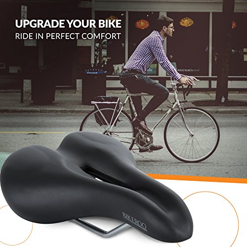 Most Comfortable Bicycle Seat for Men with Gel - Bikeroo Bike Saddle With Soft Cushion - Provides Great Comfort for Mountain Bike, MTB Road Bicycle, Fixed Gear, Touring and Indoor Cycling