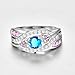 Veunora 925 Sterling Silver Created 5x5mm Blue and Pink Topaz Filled Twisted Ring Band for Women Size 8