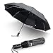 Automatic Folding Umbrella, Compact 10 Steel Ribs 70 MPH Windproof Travel Umbrella, Anti-UV UPF50+ Sunproof Umbrella, Black White Stripes by AIRCLE