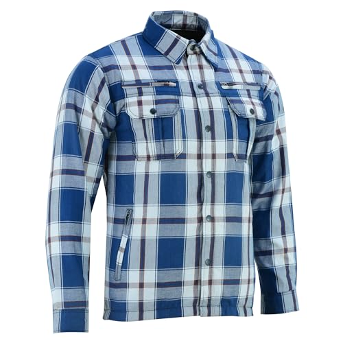 Daniel Smart Men Motorcycle Plaid Shirt All Season
