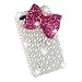 Leegoal Classic Bling Peach Bow Full Pearls Diamond Crystal Hard Case Cover for Iphone 4G