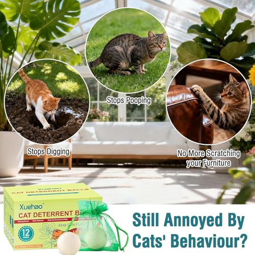 12PCS-Natural Outdoor Cat Repellent Balls,Cat Deterrent Outdoor – Effectively Protect Your Yard, Garden, and Lawn from Unwanted Cat Scratching, Digging & Spraying (L1)