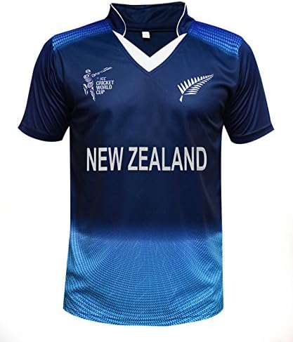 Fam Collections Cricket New Zealand World Cup T20 T Shirt Jersey Blue