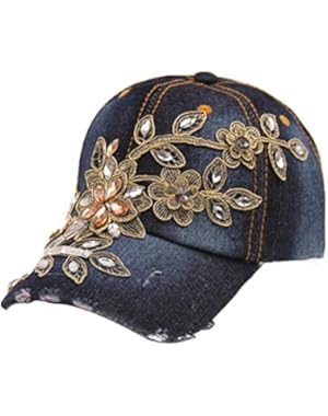 2017 New Vogue Women Embossing Flower Baseball Cap Summer Lady Jeans Hats