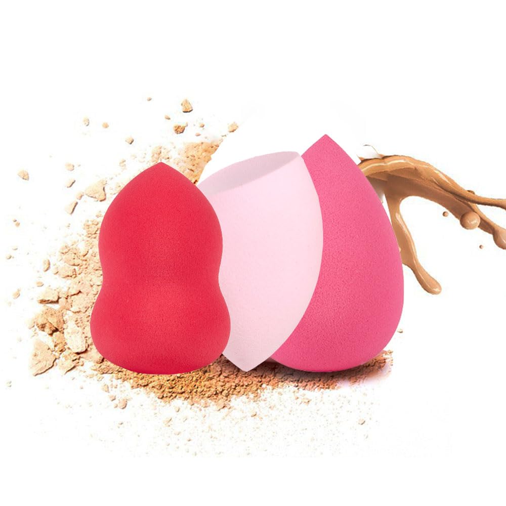 QIBANHUA Makeup Sponge Set, 3 Pcs Makeup Blending Sponge Beauty Sponges Foundation Sponge For Natural Base, Multi-colored Foundation Blending Beauty Sponge ，Latex-Free Foam