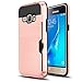 Galaxy J1 (2016)/Luna/Express 3/AMP 2 Case,AnoKe [Credit Card Slots Holder][Not Wallet] Hard Silicone Rubber Hybrid Armor Shockproof Protective Case For Samsung Galaxy J1 j120 KLS Rose Gold
