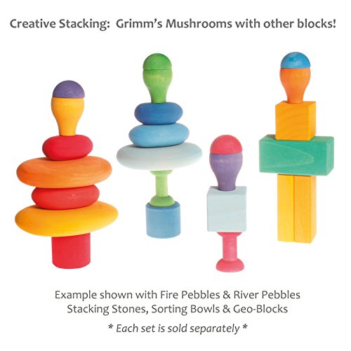 Rainbow Mushrooms for Sorting, Stacking, Building & Playing Games
