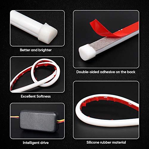 MAXGTRS 23-inch Ultrafine LED Strip Tube Flexible Waterproof Daytime Running Light White & Amber Suitable for Switchback Headlight LED Strip,Decorative Lamp,Running Light,Neon Light,Turn Signal Light - Thumbnail 5