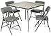XL Series Folding Card Table and Fabric Padded Chair Set (5pc) - Comfortable Padded Upholstery - Fold Away Design, Quick Storage and Portability - Premium Quality (Grey)