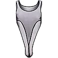 cloudmall Men's Sexy One Piece Leotard Sleeveless Lingerie Bodysuit Sheer Underwear Shorts