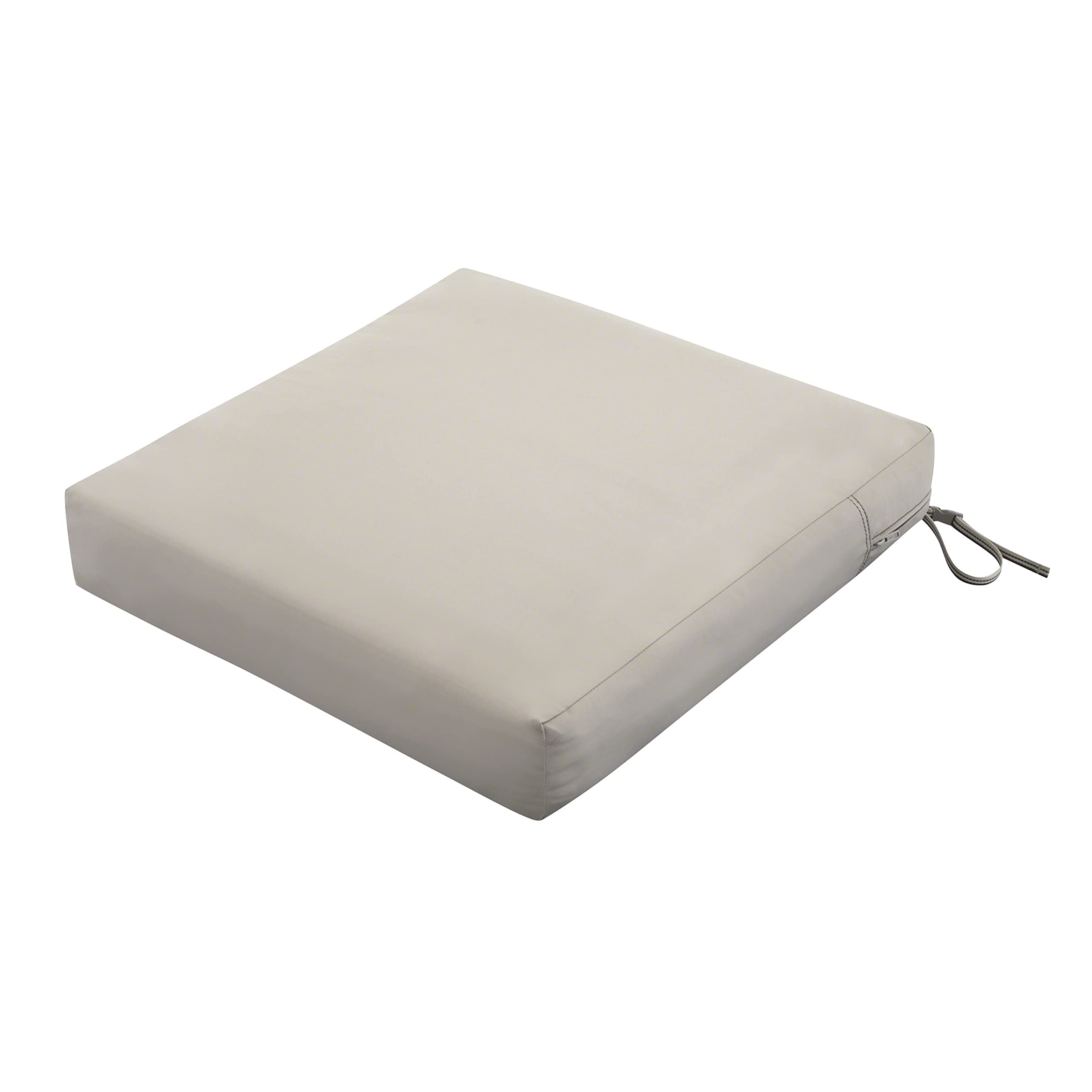 Classic Accessories Ravenna Water-Resistant 25 x 25 x 5 Inch Square Patio Seat Cushion Slip Cover & Foam, Mushroom, Lounge Chair Cushion Image Classic Accessories Ravenna Water-Resistant 25 x 25 x 5 Inch Square Patio Seat Cushion Slip Cover & Foam, Mushroom, Lounge Chair Cushion Image
