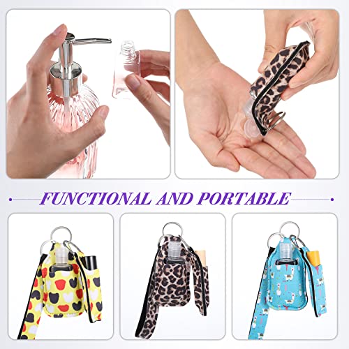 60 Pieces Travel Bottles Keychain Holder Set, 15 lipstick Holder 15