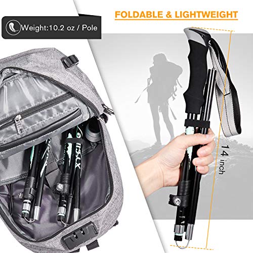 XYCING Trekking Poles Collapsible Hiking Poles, 2 Pack Adjustable Auminum Alloy Hike Walking Sticks Foldable Lightweight for Hiking Camping (Black) - Thumbnail 3