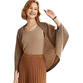 EMGILL Women's Open Front Shawl Wrap Knitted Sweater Cardigan Soft Pashmina Scarf Winter Warm Poncho Cape with Sleeves