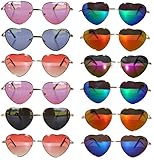 Stylish Heart Shaped Metal Frame Aviator Colored Lens Sunglasses