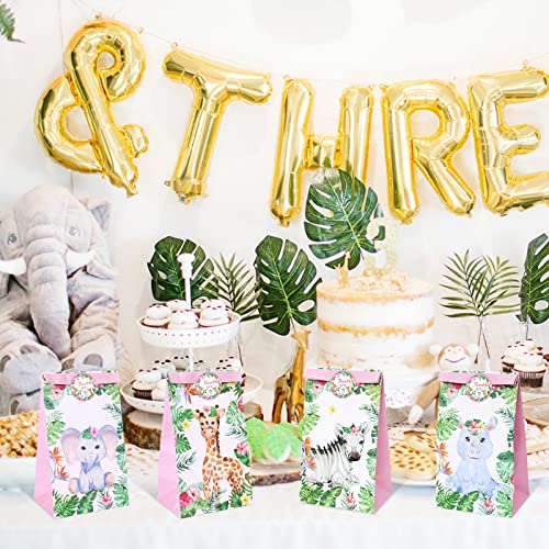 Safari Goodie Bags Jungle Party Favors Bags Pink Floral Wild Animals
