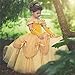 Tsyllyp Girls Princess Costume Dress Up Yellow Gowns with Gloves for Halloween Christmas Party