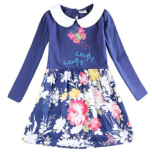 Novatx Kids Cotton Long Sleeve Baby Girl Clothes H5790 Navy