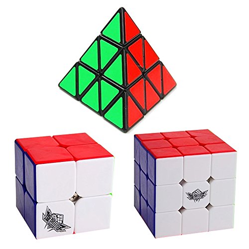 3 Pack Bundle Speed Cube Set, Pyraminx Speed Cube Black Cyclone Boys Puzzle Cube 2x2 3x3 Stickerless Magic puzzle Cube.