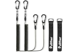 pullther fishing 2 Pcs Fishing Lanyard Kayak Paddle Leash,Fishing Accessories,Heavy Duty Retractable Coiled Lanyard for Kayak