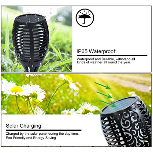 Shinmax Solarleuchte Garten Fackeln Solar Fackeln IP65 Wasserdichte 96LED Draussen Solar Flammenlicht Automatische Ein… – Bild 6