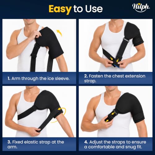 Hilph Cooling Shoulder Cuff Flexible with Velcro Closure for Rotator Cuff, Tendonitis, Shoulder Pain, Postoperative Recovery, Large