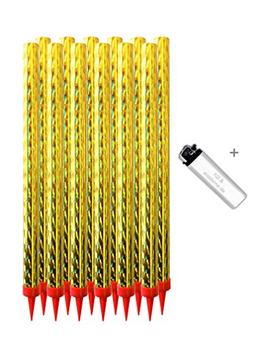 12 Stück je 25 cm Länge h2i „XXS“ Pack Eissterne Eisfontäne Sprühkerze für Verlobung-Hochzeit-Geburtstag Jugend-Party-Tisch-Feuerwerk Deko für Kuchen Torten Flaschen + unser h2i & eissterne Feuerzeug