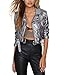 ASMAX HaoDuoYi Womens Slim Zipper Motorcycle Biker Leather Crop Jackets Silver
